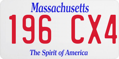 MA license plate 196CX4