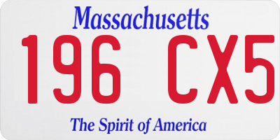 MA license plate 196CX5