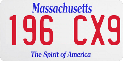 MA license plate 196CX9