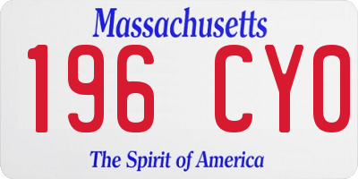 MA license plate 196CY0
