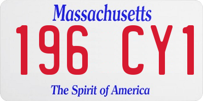 MA license plate 196CY1