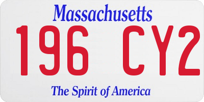 MA license plate 196CY2