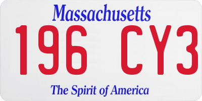 MA license plate 196CY3