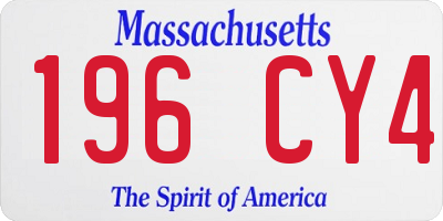 MA license plate 196CY4
