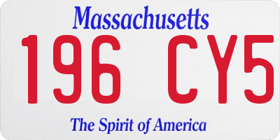 MA license plate 196CY5