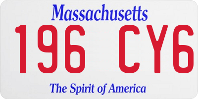MA license plate 196CY6