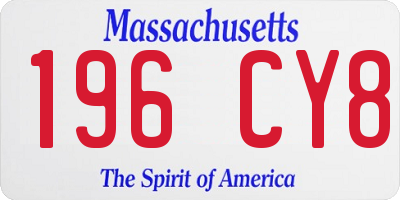 MA license plate 196CY8