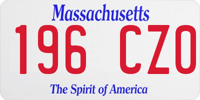 MA license plate 196CZ0