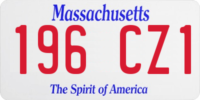 MA license plate 196CZ1