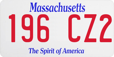 MA license plate 196CZ2