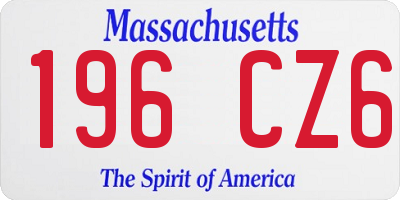 MA license plate 196CZ6