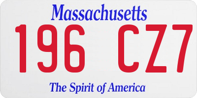 MA license plate 196CZ7