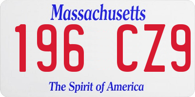 MA license plate 196CZ9
