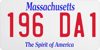 MA license plate 196DA1