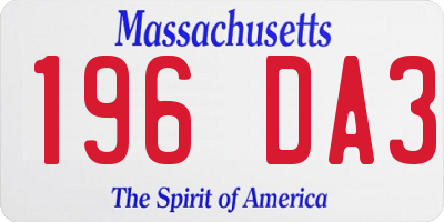 MA license plate 196DA3