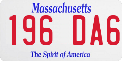 MA license plate 196DA6