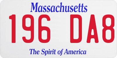 MA license plate 196DA8