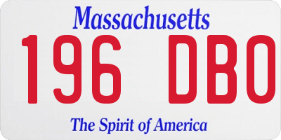 MA license plate 196DB0