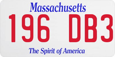 MA license plate 196DB3