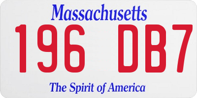 MA license plate 196DB7
