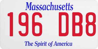 MA license plate 196DB8