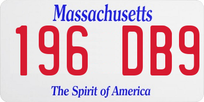 MA license plate 196DB9