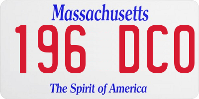 MA license plate 196DC0