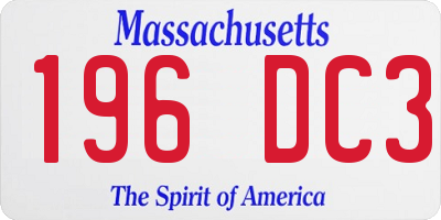 MA license plate 196DC3