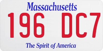 MA license plate 196DC7