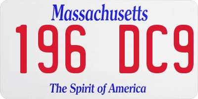 MA license plate 196DC9