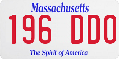 MA license plate 196DD0