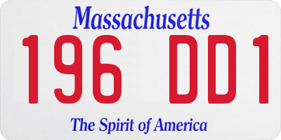 MA license plate 196DD1