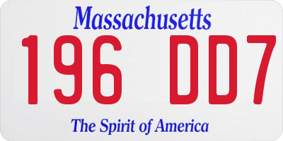 MA license plate 196DD7