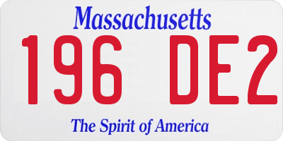 MA license plate 196DE2