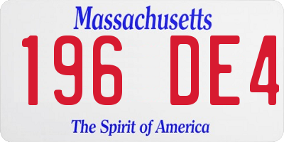 MA license plate 196DE4