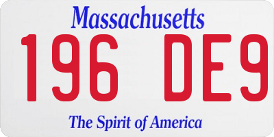 MA license plate 196DE9