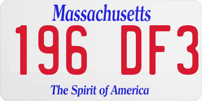 MA license plate 196DF3