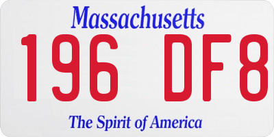MA license plate 196DF8
