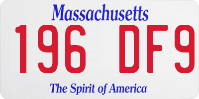 MA license plate 196DF9