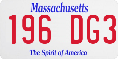 MA license plate 196DG3