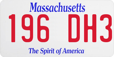 MA license plate 196DH3