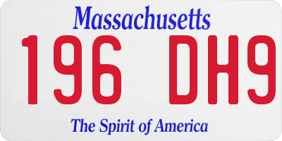 MA license plate 196DH9