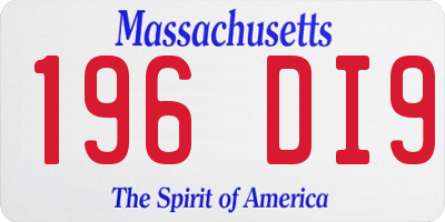 MA license plate 196DI9