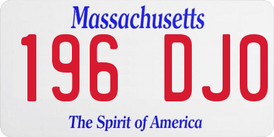 MA license plate 196DJ0