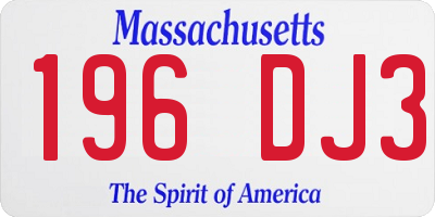 MA license plate 196DJ3