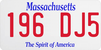 MA license plate 196DJ5