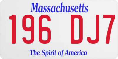 MA license plate 196DJ7