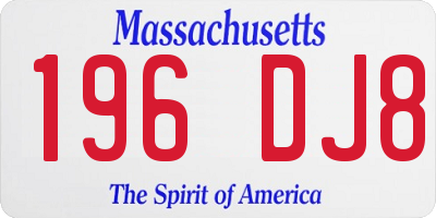 MA license plate 196DJ8