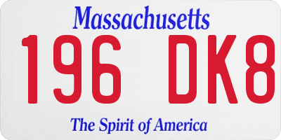 MA license plate 196DK8