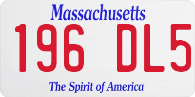MA license plate 196DL5